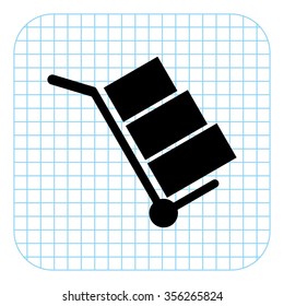 Hand truck - black  vector icon