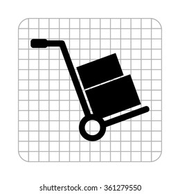 Hand truck  - black vector icon