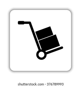 Hand truck -  black vector icon