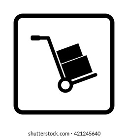 Hand truck  - black vector icon