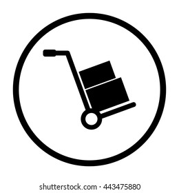 Hand truck  - black vector icon
