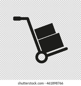 Hand truck  - black vector icon