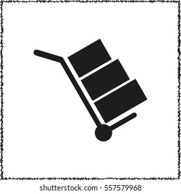 Hand truck  - black vector icon