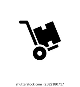 Hand Truck with Box Icon in Solid Style Vector