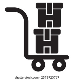 Hand Truck with Boxes - Cargo Transportation Trolley Icon