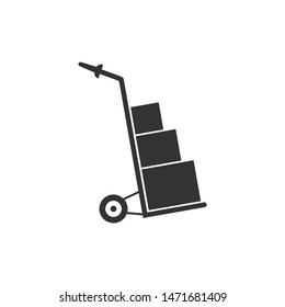 Hand truck and boxes icon isolated. Dolly symbol. Flat design. Vector Illustration