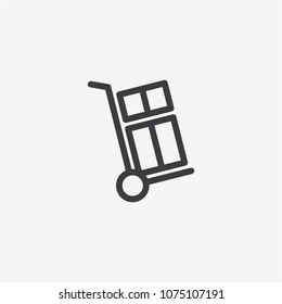 Hand Truck Boxes Vector Icon