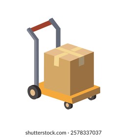 Hand Truck with a Cardboard Box Logistics and Delivery Concept