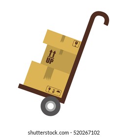 Hand truck with cardboard boxes