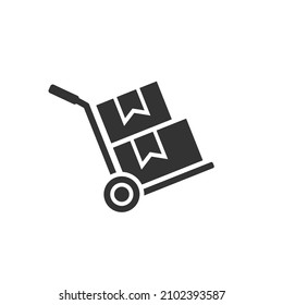 Hand truck with cardboard boxes glyph icon, logistic and delivery, hand dolly sign vector graphics, a solid pattern on a white background
