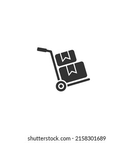 Hand truck with cardboard boxes glyph icon, logistic and delivery, hand dolly sign vector graphics, a solid pattern on a white background flat sign