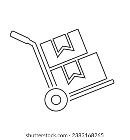 Hand truck with cardboard boxes glyph line icon, logistic and delivery, hand dolly sign vector graphics, a solid pattern on a white background