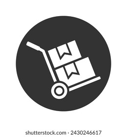 Hand truck with cardboard boxes glyph icon, logistic and delivery, hand dolly sign vector graphics, a solid pattern on a white background
