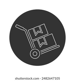 Hand truck with cardboard boxes glyph line icon, logistic and delivery, hand dolly sign vector graphics, a solid pattern on a white background