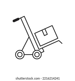 Hand truck with cardboard boxes icon design, logistic and delivery, hand dolly sign. isolated on white background. vector illustration