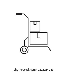 Hand truck with cardboard boxes icon design, logistic and delivery, hand dolly sign. isolated on white background. vector illustration