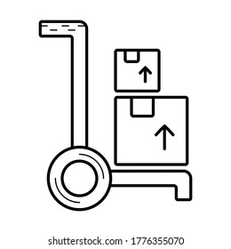 Hand truck with cardboard boxes line icon, logistic and delivery, hand dolly sign vector 