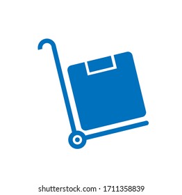 Hand truck with cardboard boxes, logistic and delivery, hand dolly sign vector graphics. Icon. Vector flat illustration