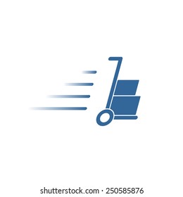 Hand truck with cardboard boxes silhouette