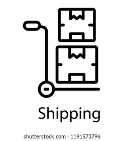 A hand truck with cargo delivery boxes 