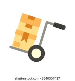 Hand truck carrying stacked packages for delivery