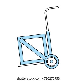hand truck carrying wooden box shipping delivey icon image