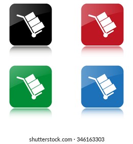 Hand truck  - color vector icon  with shadow