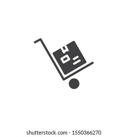 Hand truck delivery vector icon. filled flat sign for mobile concept and web design. Express delivery, handcart glyph icon. Symbol, logo illustration. Vector graphics