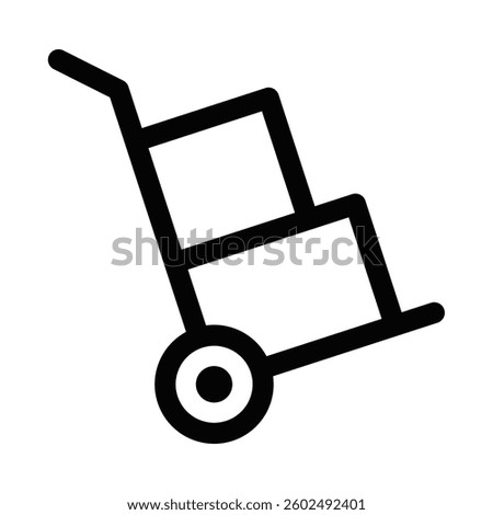 Hand truck dolly with stacked boxes. Vector icon. Editable stroke.