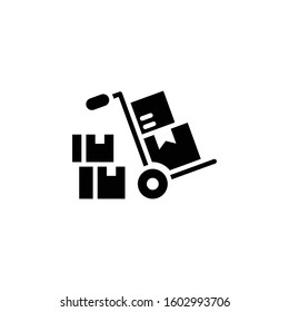 Hand Truck Glyph Style Illustration. vector symbol.