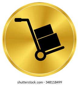 Hand truck - gold vector icon