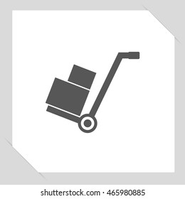 Hand truck icon, black vector illustration