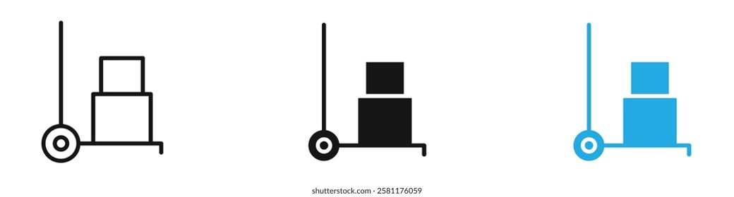 Hand truck icon black white vector outline