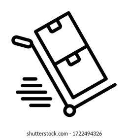 Hand truck icon. Truck with boxes icon. Handcart icon on white background. 