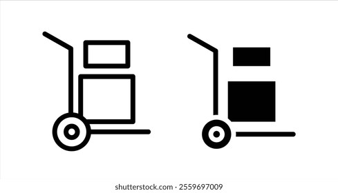 Hand truck Icon collection in filled and stroke style.