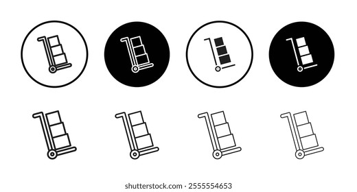 Hand truck icon Line Art Logo set