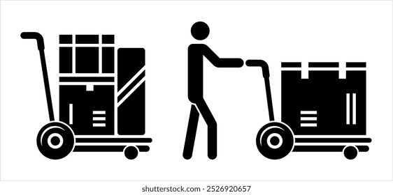 Hand Truck Icon, Manual Hand Trolley, Platform Trolley, Handcart, Vector Art Illustration