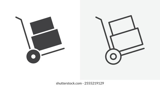 Hand truck icon. outlined vector style.