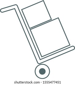 Hand truck icon. Package icon.