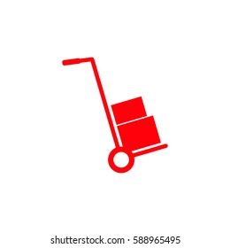 hand truck icon. Red icon