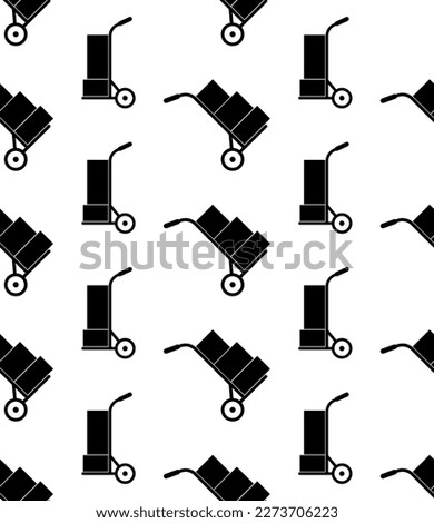 Hand Truck Icon Seamless Pattern, Hand Trolley Icon, Platform Trolley Vector Art Illustration