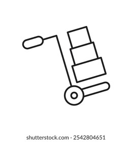 Ícone de caminhão mão estilo simples linha preta.