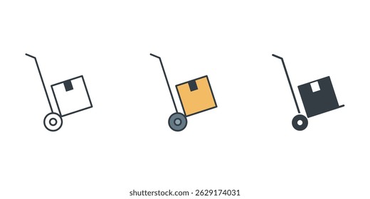 ilustração de vetor de símbolo de ícone de Caminhão de Mão isolado no fundo branco