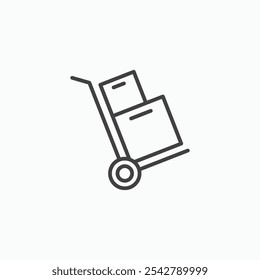 Ícone de caminhão de mão em delineado fino.