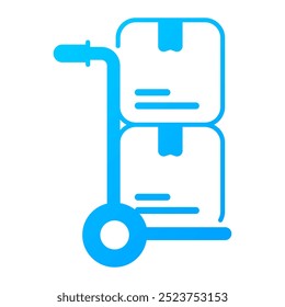 Hand truck icon. Trolley, Cart, Hand truck, Loads, Warehouse, Logistics, Pushcart, Transport, boxes. Vector icon illustration