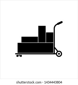 Hand Truck Icon, Hand Trolley Icon, Platform Trolley Vector Art Illustration