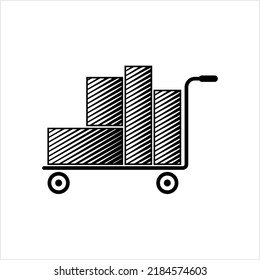 Hand Truck Icon, Hand Trolley Icon, Platform Trolley Vector Art Illustration