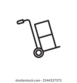 Hand truck icon Vector flat thin line illustration