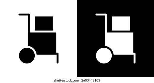 Hand truck icons vectors set in solid style.