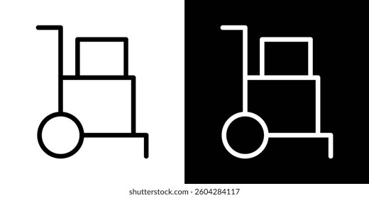 Hand truck icons vectors set in stroke line style.